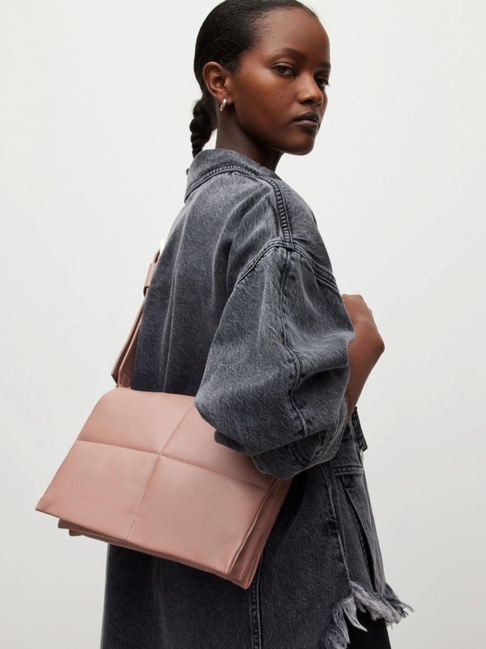 AllSaints Vittoria Leather Shoulder Bag Tan Beige / Bone